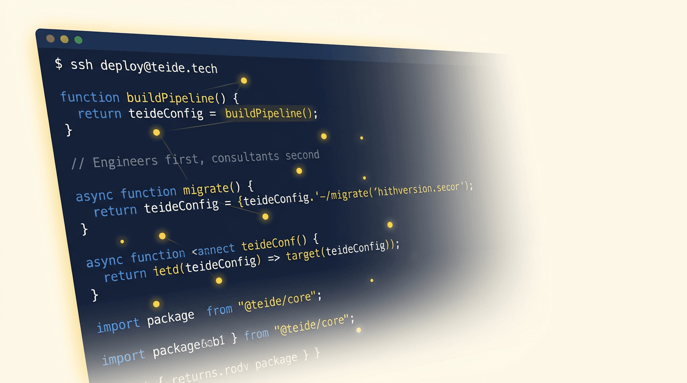 Code editor showing Teide engineering workflow